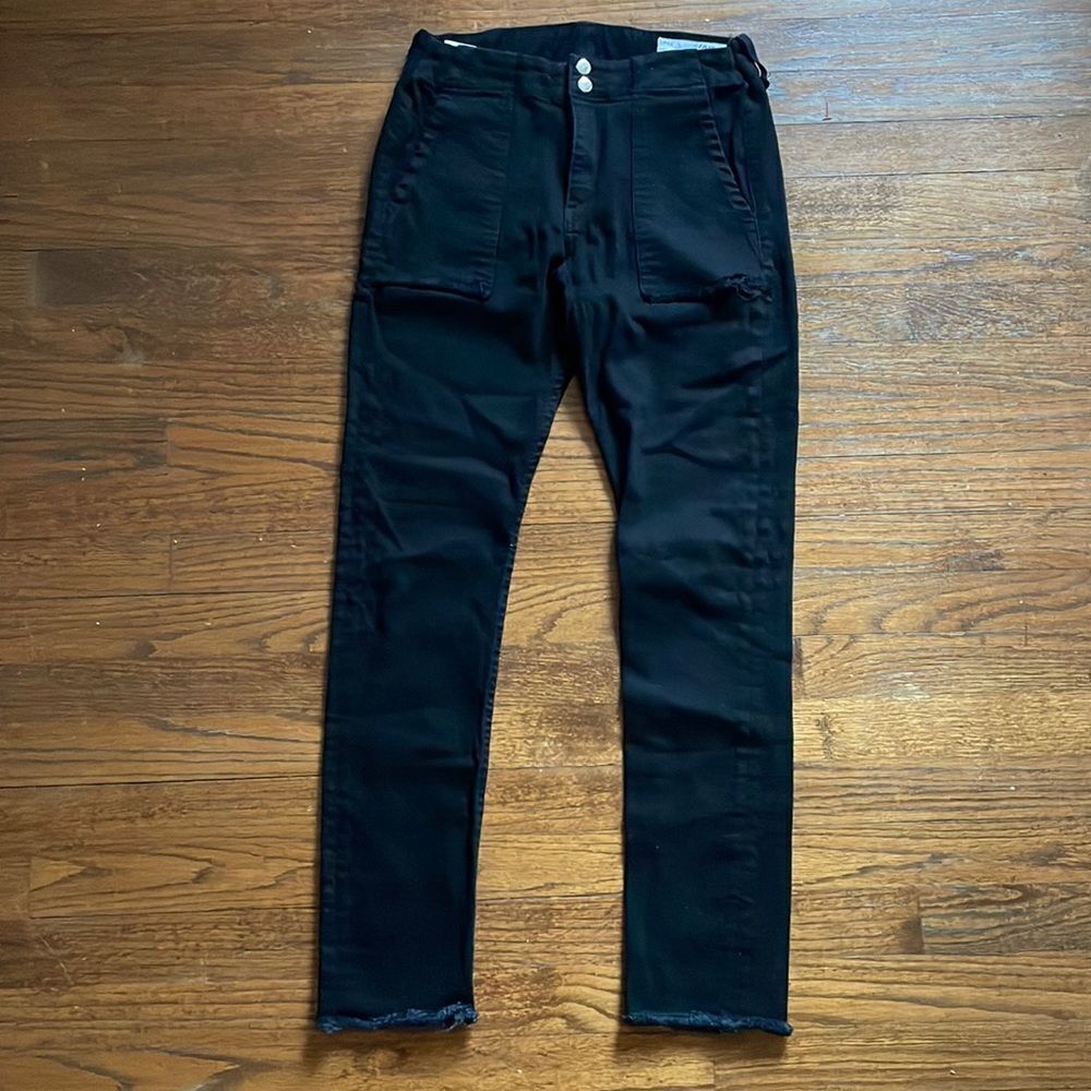 Rag & Bone Black High Rise Raw Hem Jeans